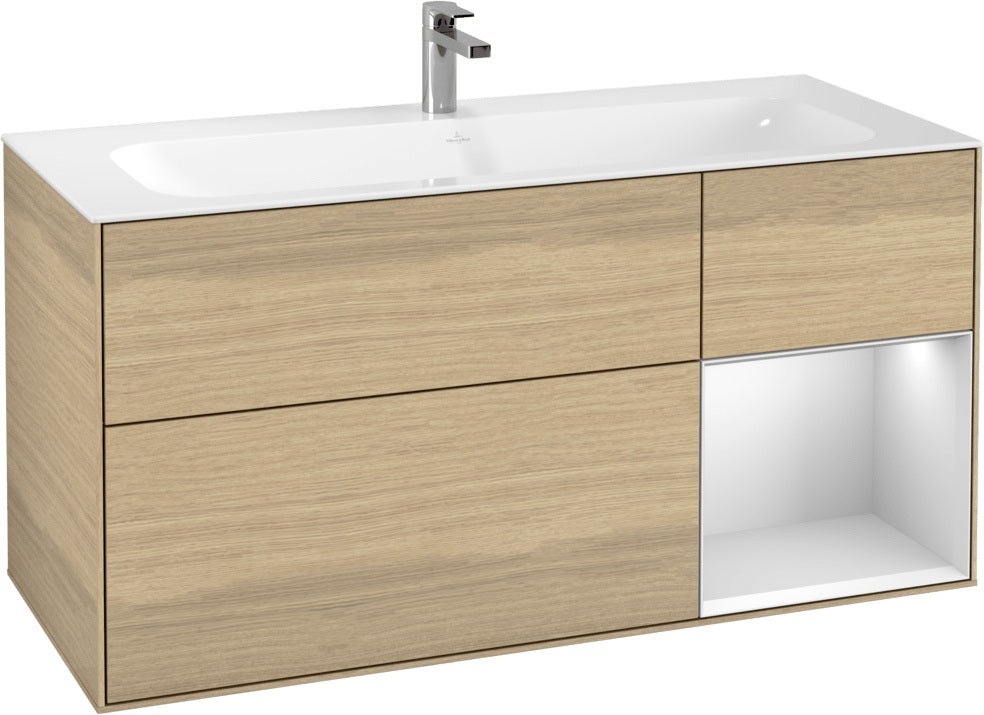 Villeroy & Boch Finion Waschbeckenunterschrank Glossy White Lacquer 1196 mm mit LED-Beleuchtung