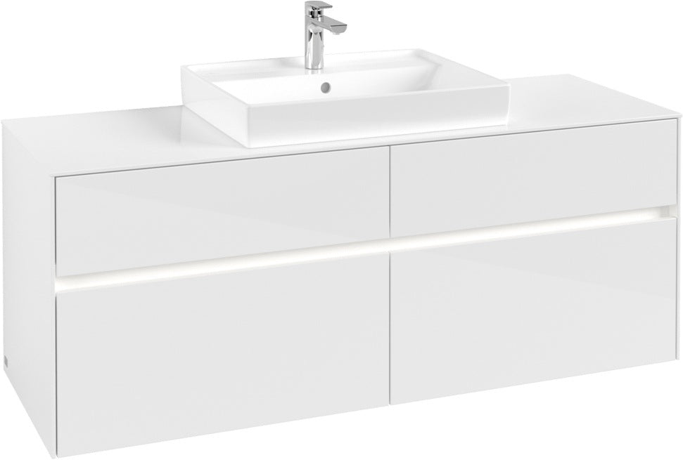 Villeroy & Boch Waschtischunterschrank Collaro C084 B0 1400 mm Glossy White mit LED-Beleuchtung