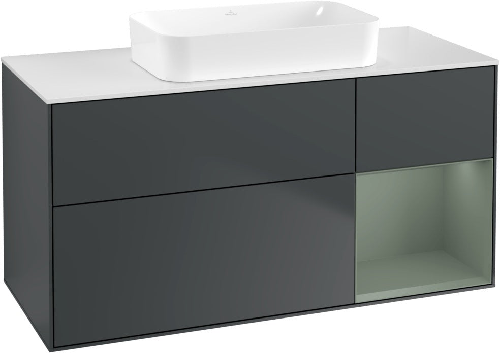Villeroy & Boch Finion Waschtischunterschrank G711G Black Matt Lacquer 1200 mm mit Beleuchtung