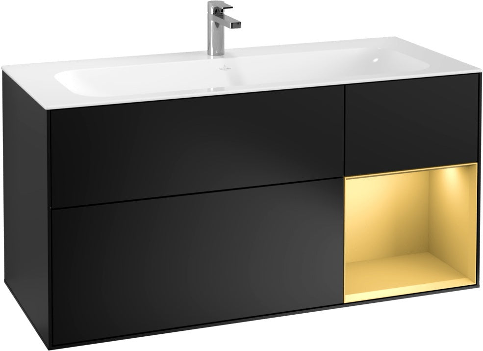 Villeroy & Boch Finion Waschbeckenunterschrank Glossy White Lacquer 1196 mm mit LED-Beleuchtung