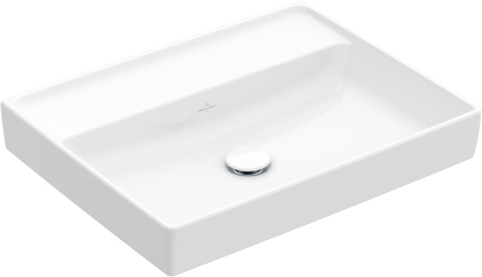 Villeroy & Boch Collaro Wandwaschbecken 600x470 mm Weiß Alpin – TitanCeram, ohne Hahnloch, für Wandmontage