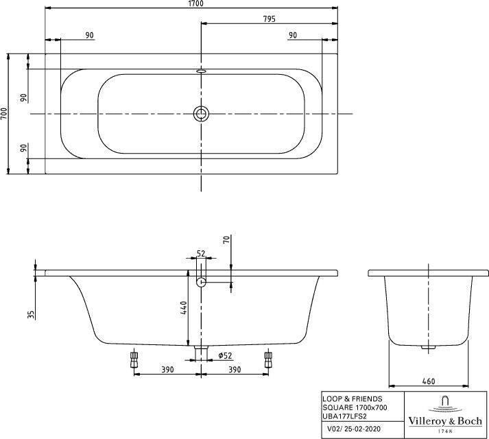 Villeroy & Boch LOOP & FRIENDS Whirlpoolsystem Special CombiPool Invisible – Weiß, 1700 mm