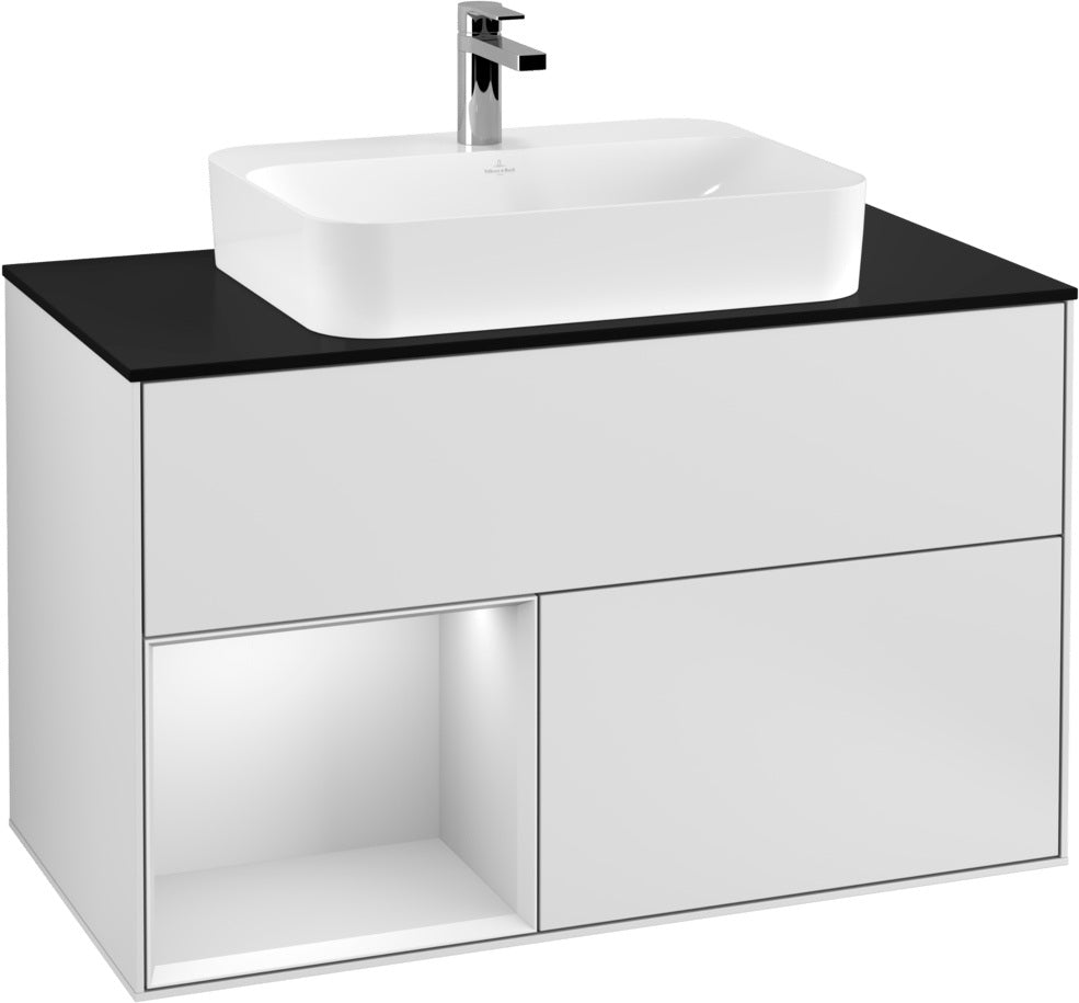 Villeroy & Boch Finion Waschtischunterschrank 1000 mm Glossy White Lacquer mit LED-Beleuchtung