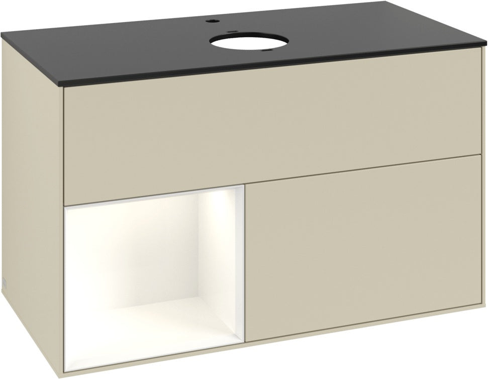 Villeroy & Boch Finion Waschbeckenunterschrank Glossy White mit Beleuchtung, 1000 mm