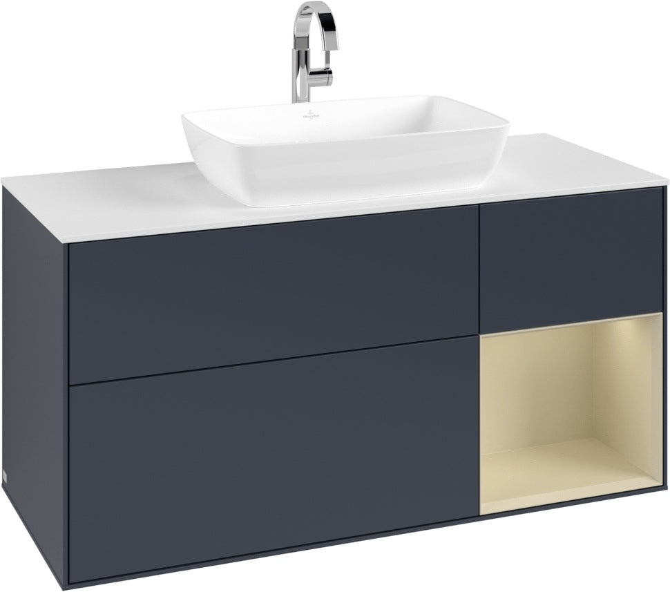 Villeroy & Boch Waschtischunterschrank Finion G831G 1200 mm Glossy White Lacquer mit Beleuchtung