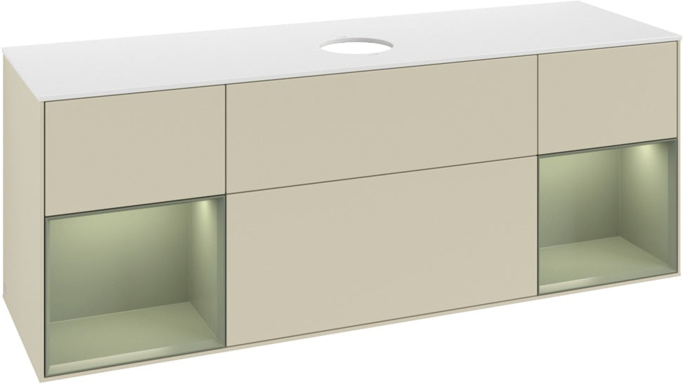 Villeroy & Boch Finion Waschbeckenunterschrank 1600 mm Glossy White Lacquer – mit LED-Beleuchtung
