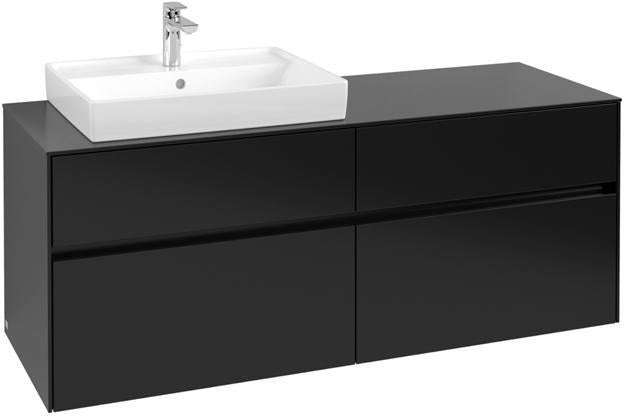 Villeroy & Boch Collaro Waschtischunterschrank 1400 mm Soft Grey mit 4 Auszügen und Becken links