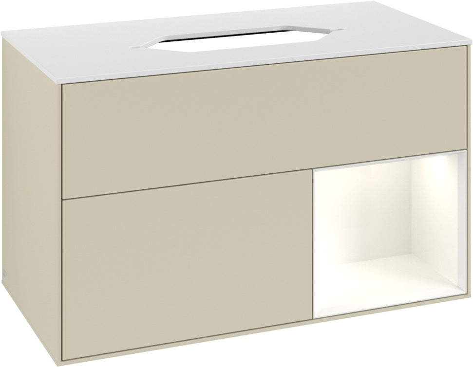 Villeroy & Boch Finion Waschbeckenunterschrank 1000 mm Silk Grey Matt mit Beleuchtung