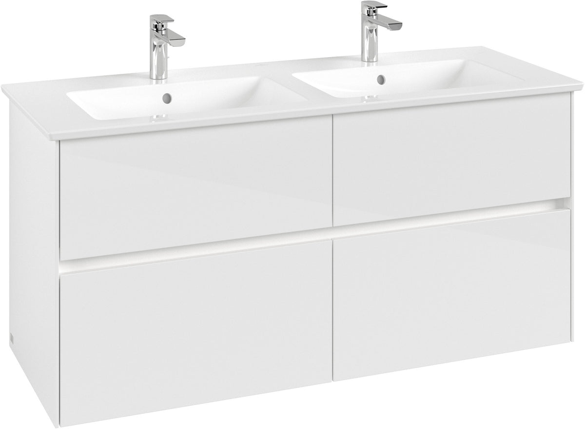 Villeroy & Boch Waschbeckenunterschrank Collaro C147 B0 1261 mm Glossy White mit LED-Beleuchtung