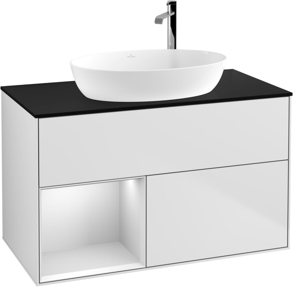 Villeroy & Boch Finion Waschbeckenunterschrank G892G 1000 mm Glossy White Lacquer mit Beleuchtung