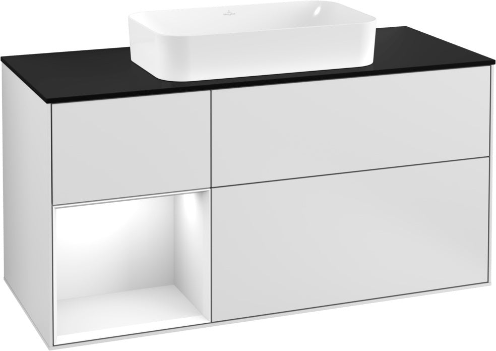 Villeroy & Boch Finion Waschtischunterschrank 1200 mm Glossy White Lacquer mit LED-Beleuchtung