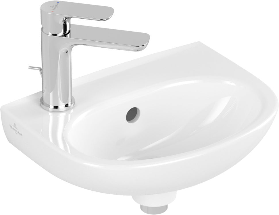 Villeroy & Boch Handwaschbecken O.novo 43403L 360x275 mm Weiß Alpin Oval Hahnloch links