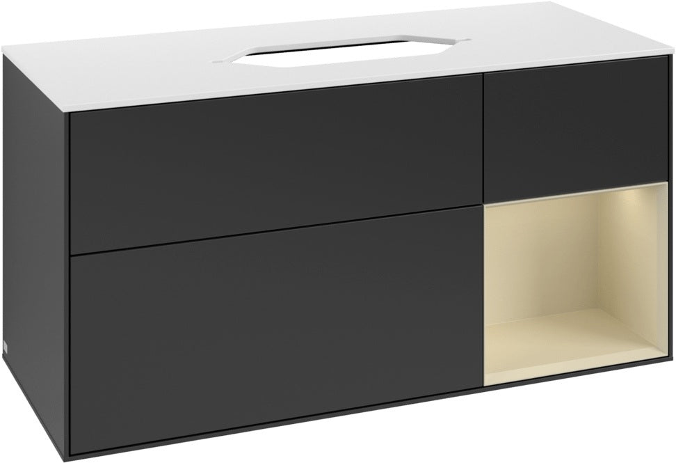 Villeroy & Boch Finion Waschtischunterschrank G711G Black Matt Lacquer 1200 mm mit Beleuchtung