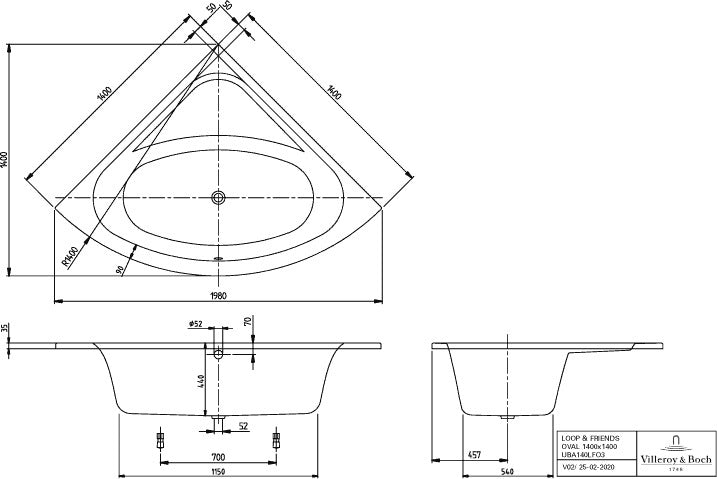 Villeroy & Boch LOOP & FRIENDS Whirlpoolsystem Spec Combi Invi TP 1 weiß 1400 mm