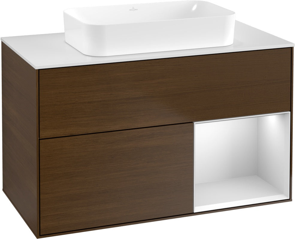 Villeroy & Boch Finion Waschtischunterschrank 1000 mm Glossy White Lacquer mit LED-Beleuchtung