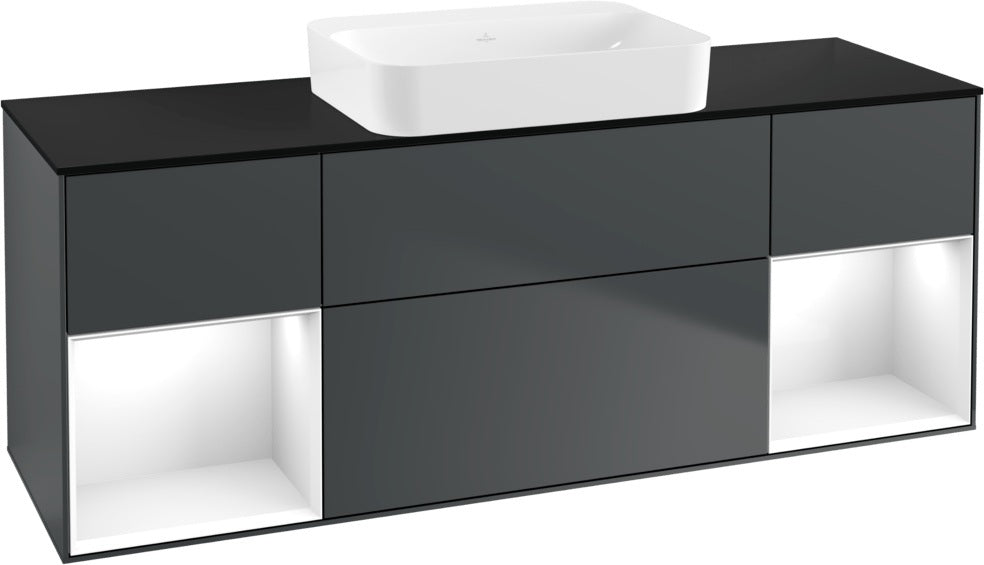 Villeroy & Boch Finion Waschbeckenunterschrank 1600 mm Glossy White Lacquer mit Beleuchtung