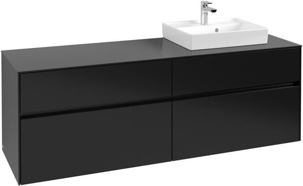 Villeroy & Boch Collaro Waschtischunterschrank 1600 mm Soft Grey, 4 Auszüge, Becken rechts