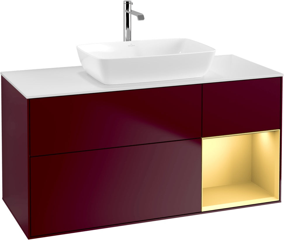 Villeroy & Boch Waschtischunterschrank Finion G831G 1200 mm Glossy White Lacquer mit Beleuchtung