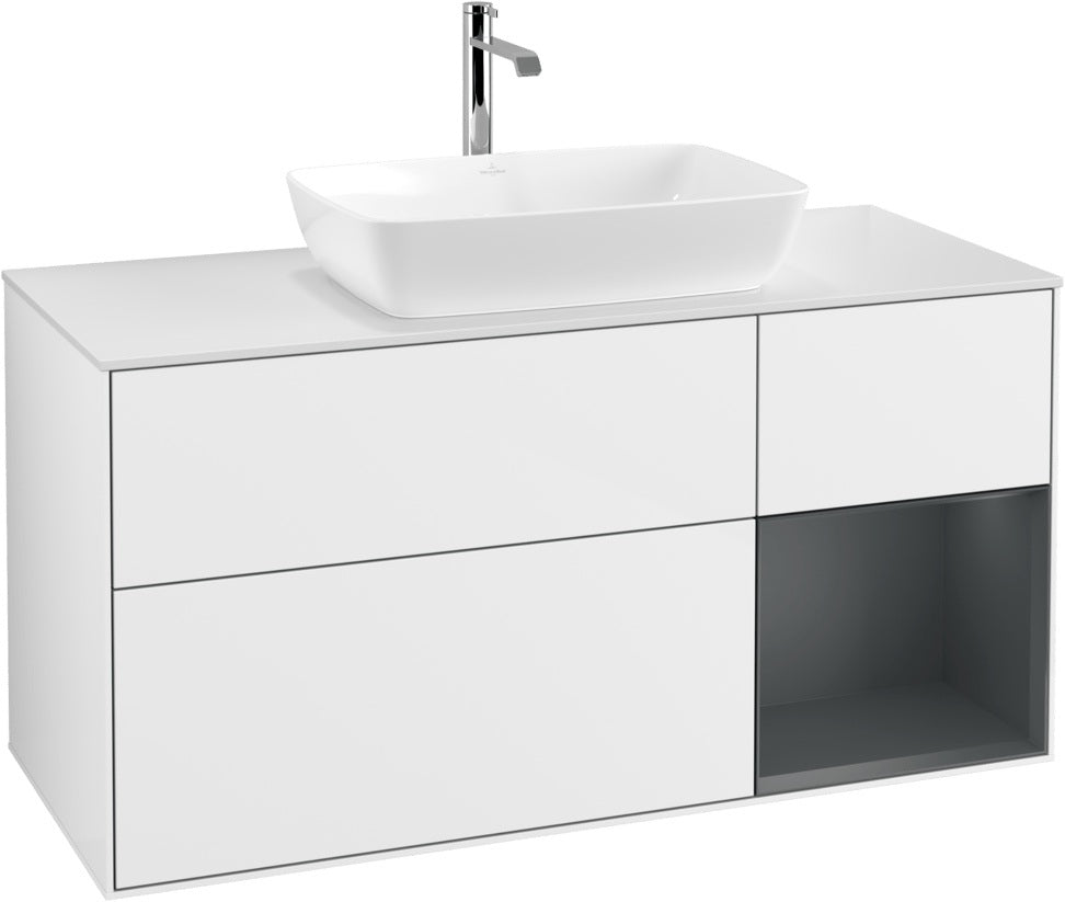 Villeroy & Boch Waschtischunterschrank Finion G831G 1200 mm Glossy White Lacquer mit Beleuchtung
