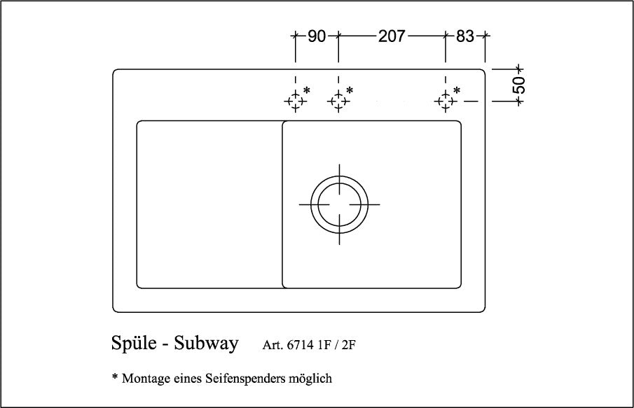 Villeroy & Boch Subway 45 Flat Einbauspüle Graphite CeramicPlus 745x475mm