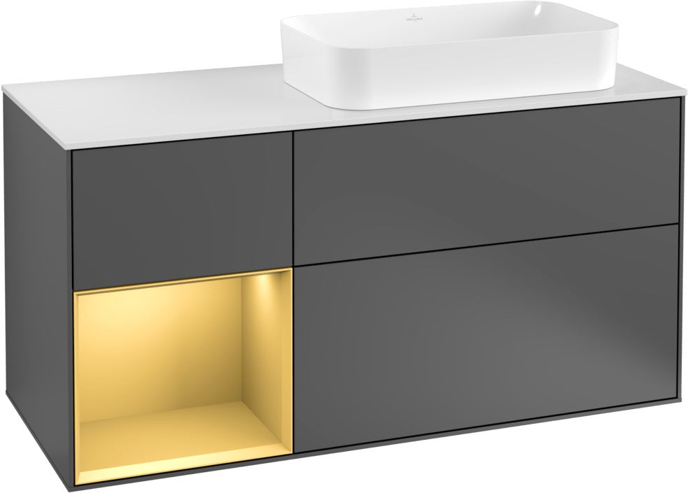 Villeroy & Boch Waschtischunterschrank Finion F271G 1200 mm Glossy White Lacquer mit Beleuchtung