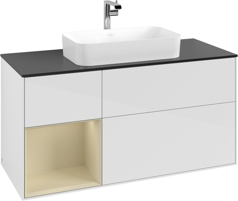 Villeroy & Boch Finion Waschtischunterschrank 1200 mm Glossy White Lacquer mit LED-Beleuchtung