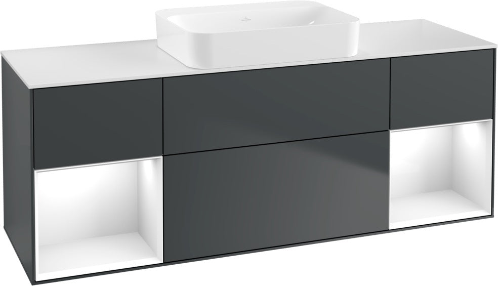 Villeroy & Boch Finion Waschtischunterschrank 1600 mm Glossy White Lacquer mit Beleuchtung