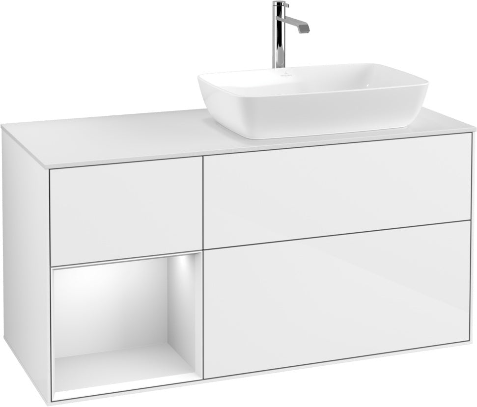 Villeroy & Boch Finion Waschbeckenunterschrank 1200 mm Glossy White Lacquer mit Beleuchtung