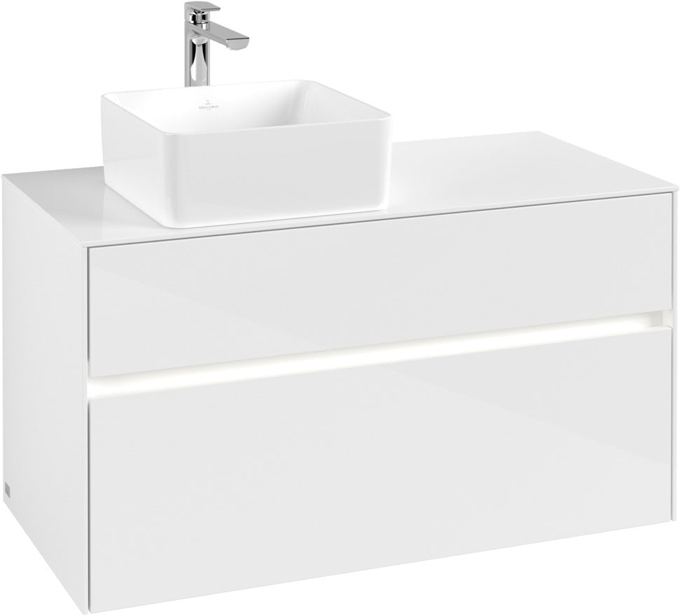 Villeroy & Boch Waschtischunterschrank Collaro C039 B0 1000 mm Glossy White mit Beleuchtung