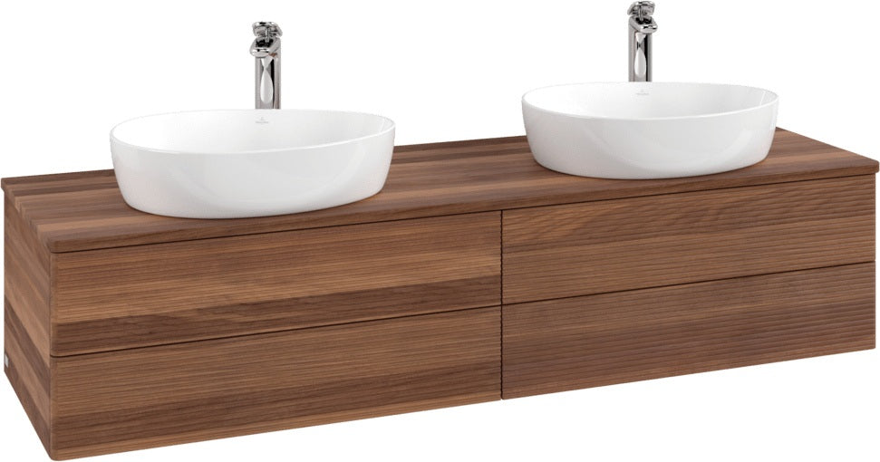 Villeroy & Boch Antao Waschtischunterschrank 1600 mm Warm Walnut mit 4 Auszügen und Beleuchtung