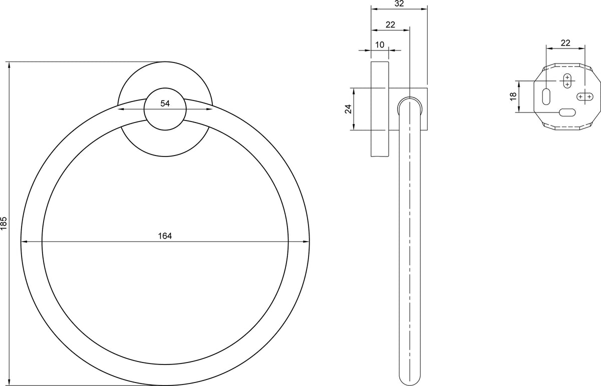 Villeroy & Boch Handtuchring Elements - Tender TVA1 51005000 164x32x185mm Rund Chrom