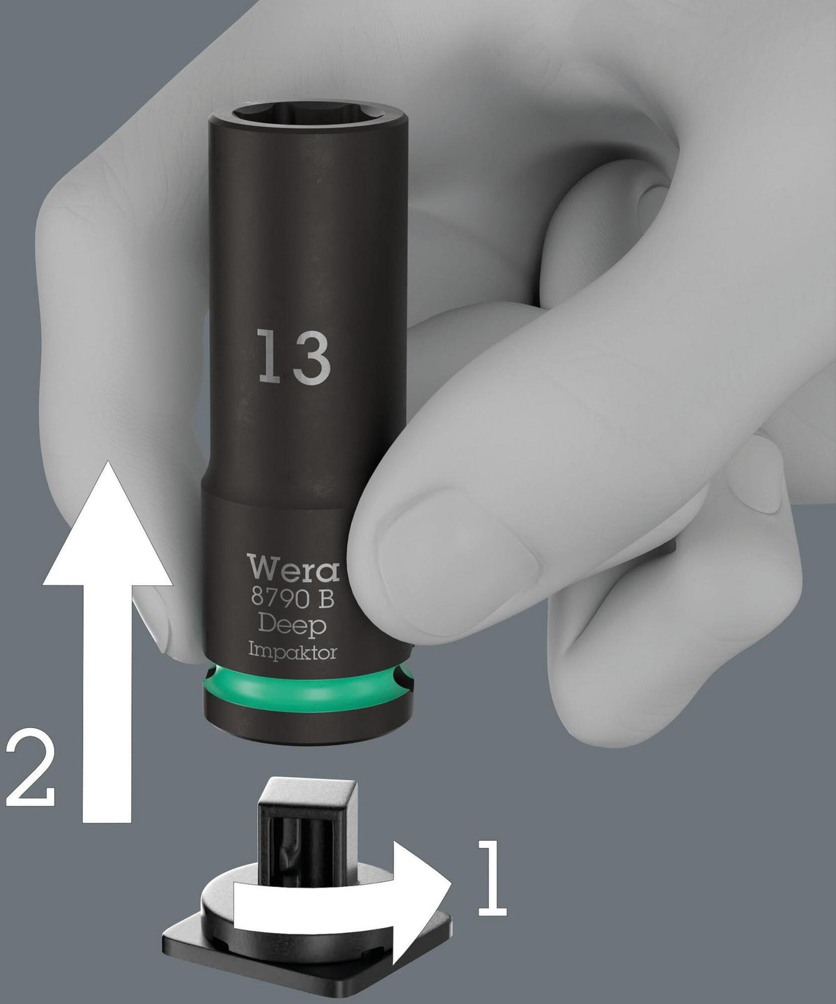 WERA Steckschlüsselsatz 8790 B Impaktor Deep Imperial Set 1, 13-teilig, 3/8 Zoll, schlagschrauberfest