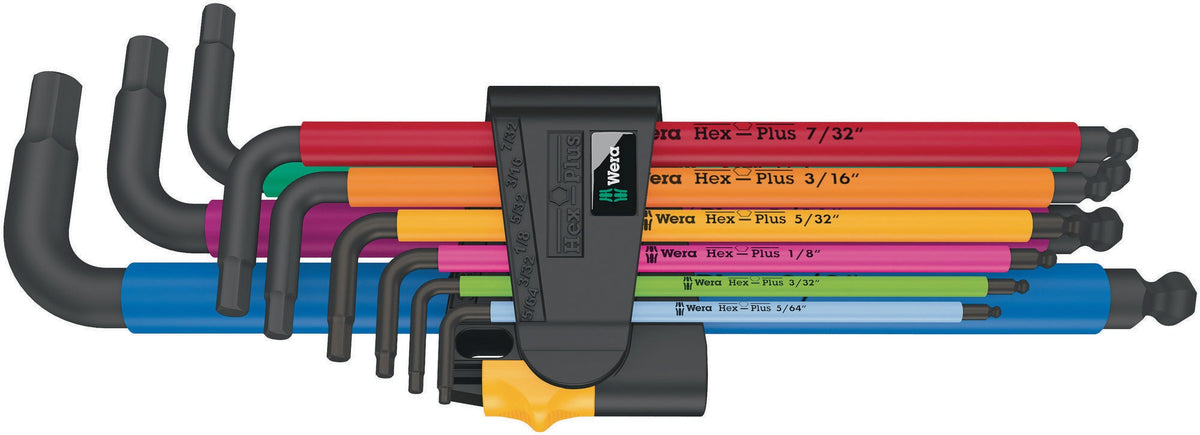 WERA Winkelschraubendrehersatz 950/9 Hex-Plus Multicolour Imperial 2, 9-teilig, zöllig, Kugelkopf