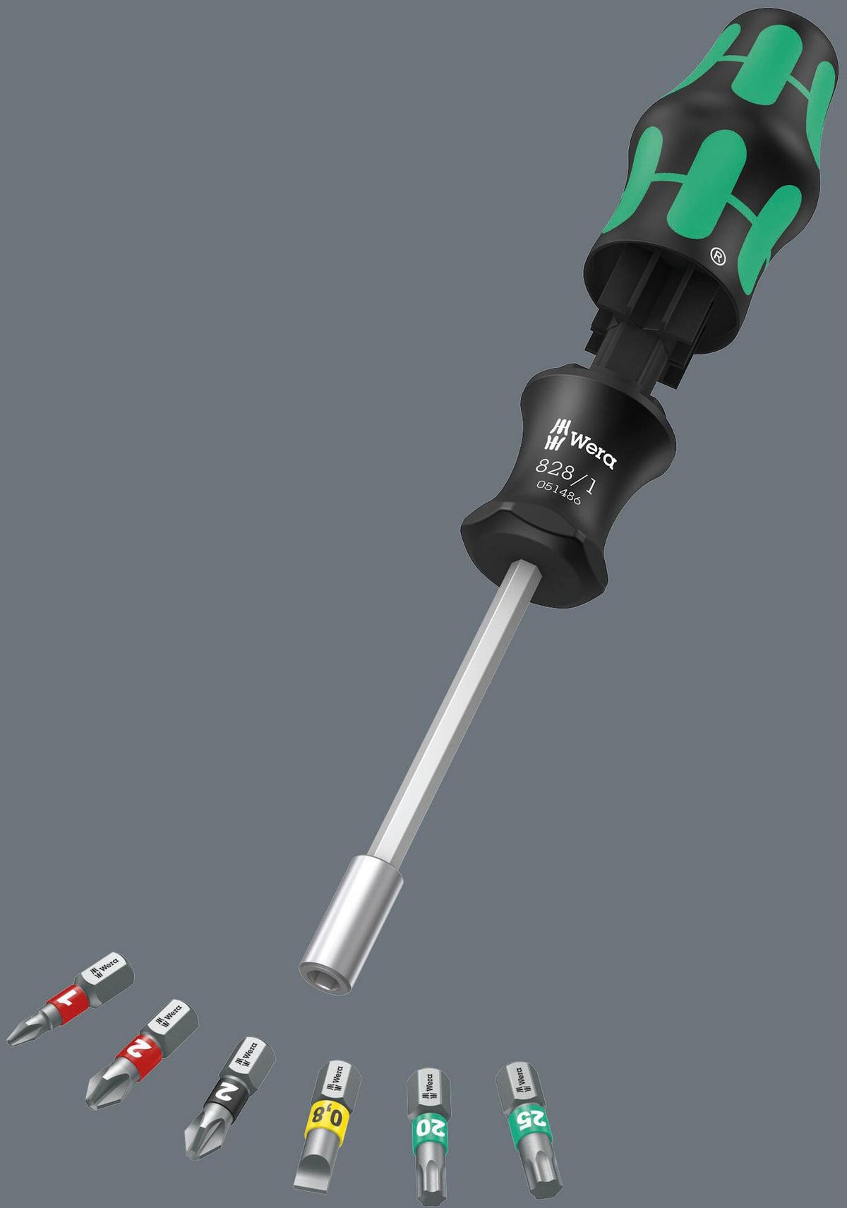 WERA Magazinbithalter KK 27 Set 7-teilig mit Bitmagazin, magnetischer Aufnahme und Kraftform-Griff