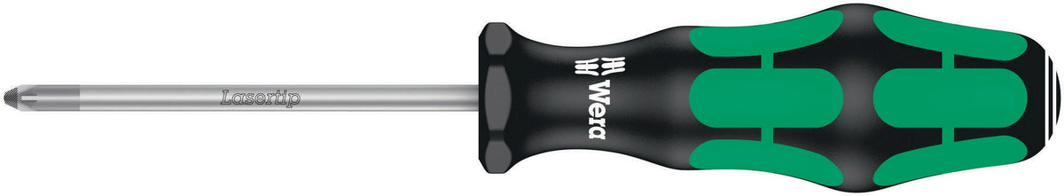 WERA Schraubendreher 355 PZ PZD 0 mit 2K-Kraftform-Griff und Rundklinge, 60 mm