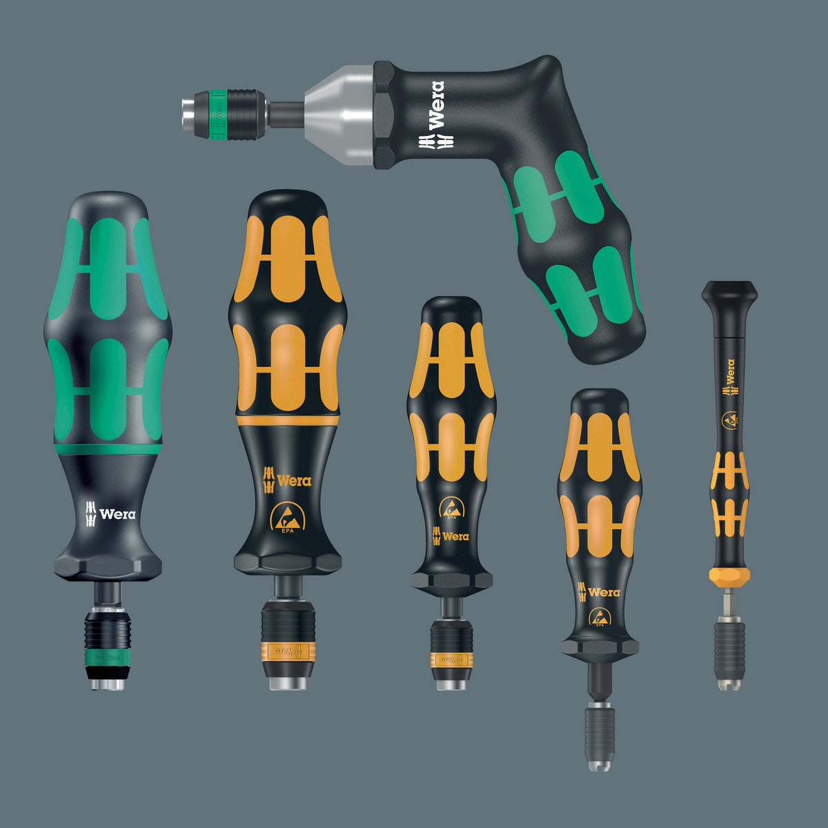 WERA Drehmomentschraubendreher 7460, 0,3–1,2 Nm, Rapidaptor Schnellwechselfutter, Kraftform-Griff