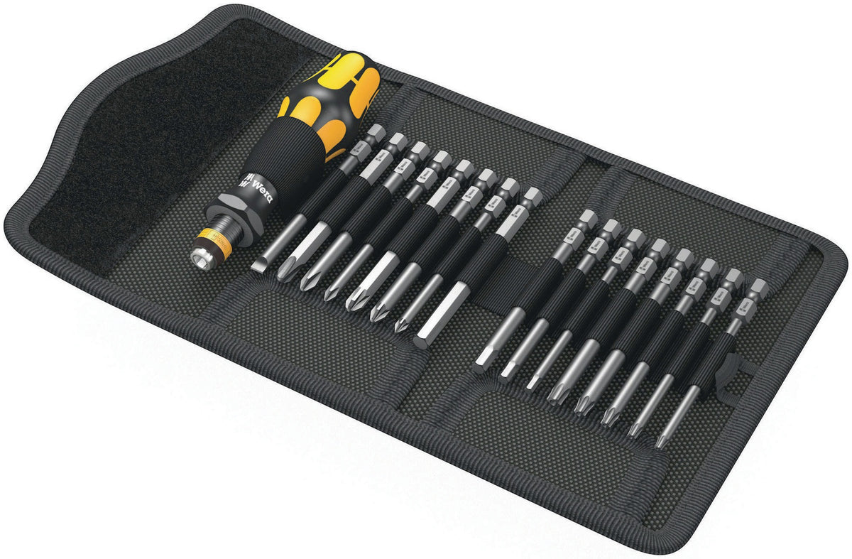WERA Schraubendrehersatz KK 60 ESD mit 16 Bits und Falttasche – 17-teilig