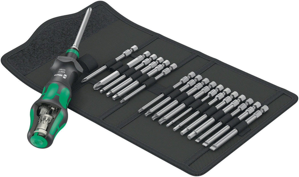 WERA Bitsortiment KK Turbo 1 19-teilig mit Turbofunktion und Rapidaptor Handhalter
