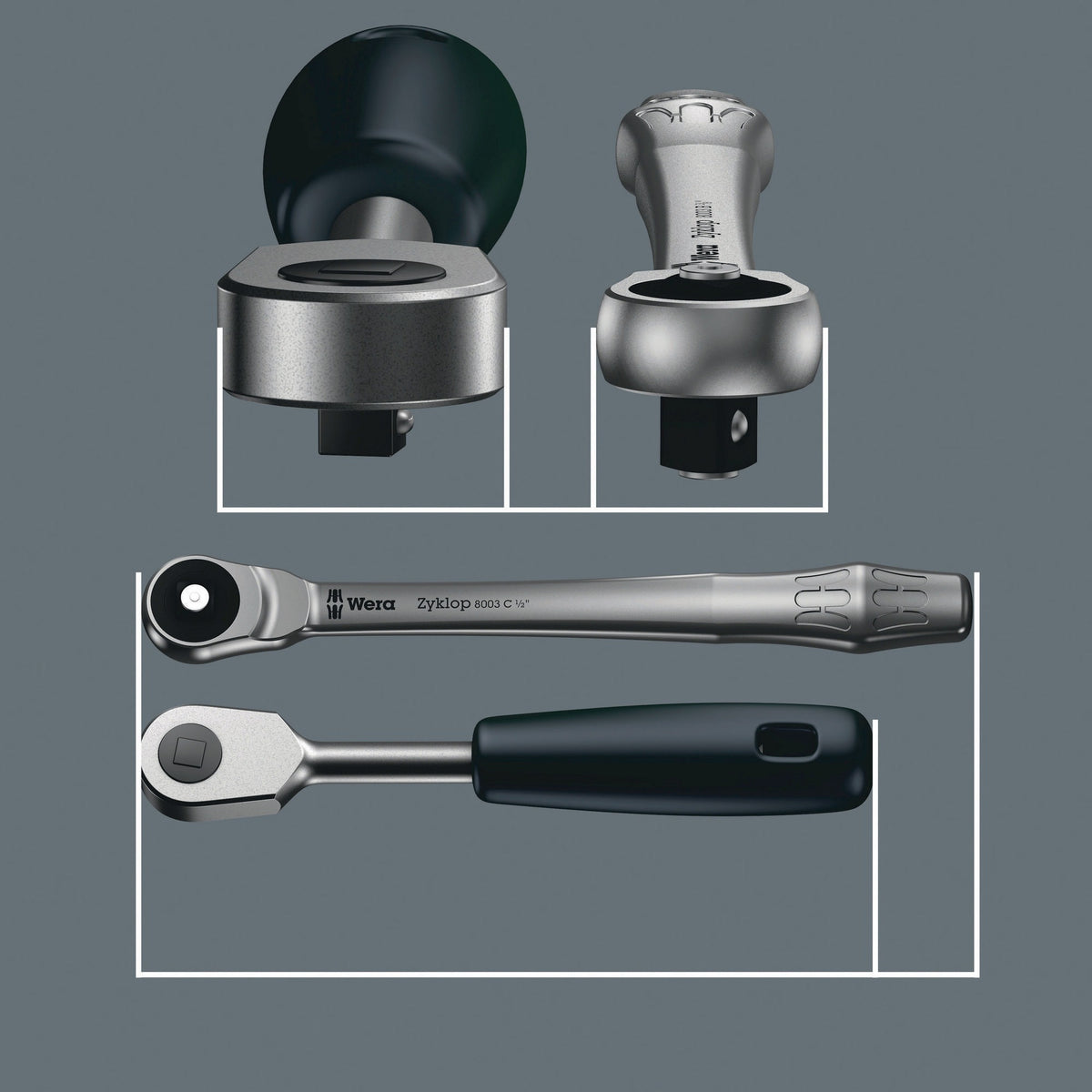 WERA Steckschlüsselsatz 8100 SA 7 Zyklop 28-tlg. 1/4 Zoll SW 5-13 mm mit 76-Zahn-Knarre