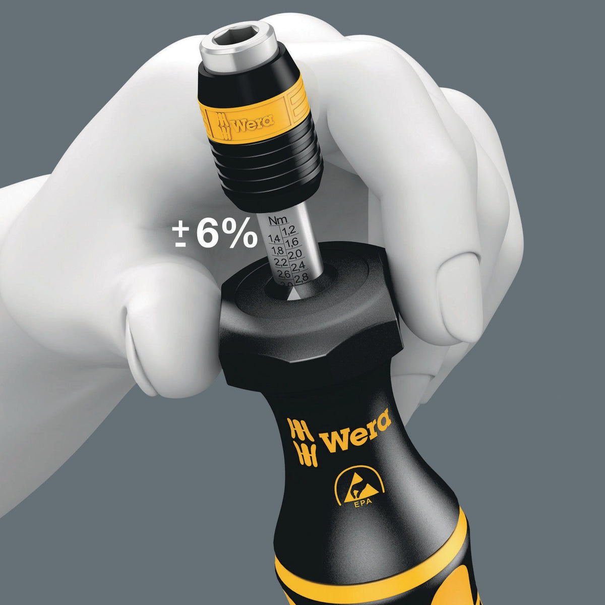 WERA Drehmomentschraubendreher 7400 ESD, 0,30-1,00 Nm, Rapidaptor, ISO 6789