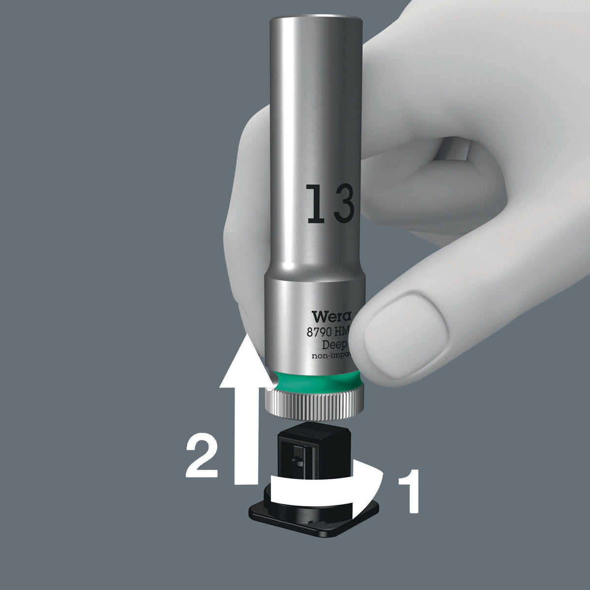 WERA Steckschlüsseleinsatzset Belt B Deep 1 9-teilig SW 8-19 mm Antrieb 10 mm (3/8″)
