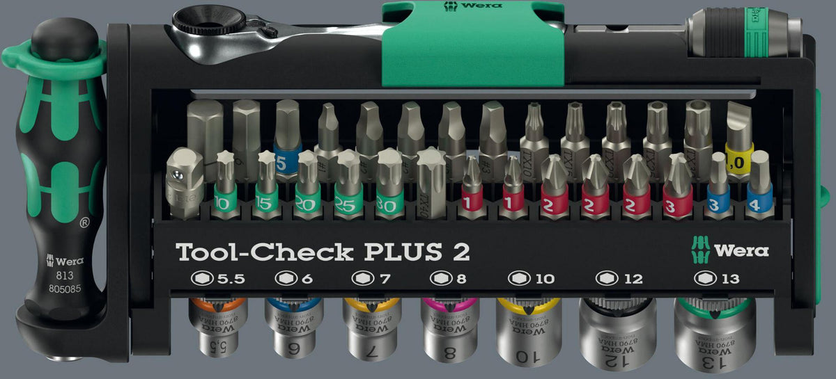 WERA Tool Check Plus 2 Bit- und Steckschlüsselset 39-teilig mit Bit-Ratsche