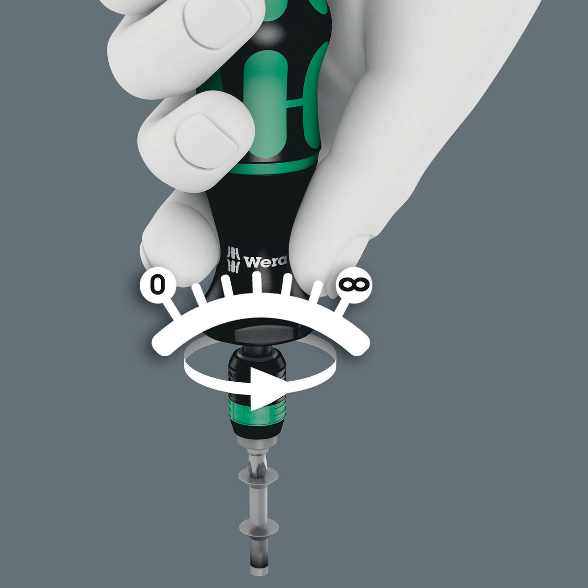 WERA Drehmomentschraubendreher 7460, 0,3–1,2 Nm, Rapidaptor Schnellwechselfutter, Kraftform-Griff