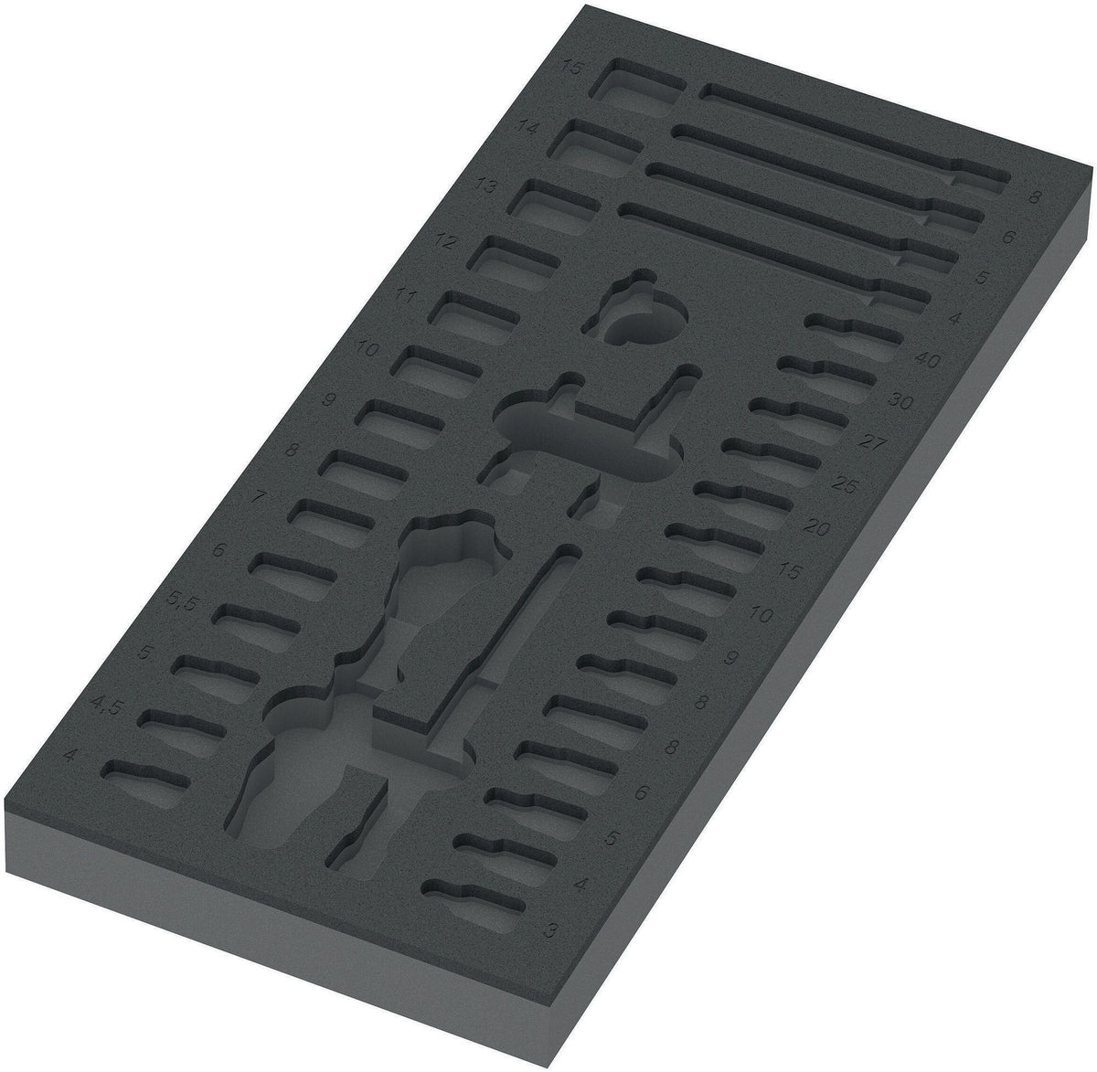 WERA Schaumstoffeinlage leer – Ersatz für 9720, 2-farbig, 172 x 30 x 392 mm