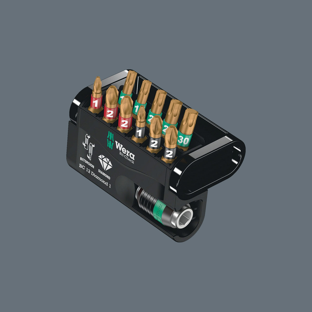 WERA Bitsortiment Bit-Check Diamond 1 12-tlg. PH/PZD/TX mit Rapidaptor Bithalter