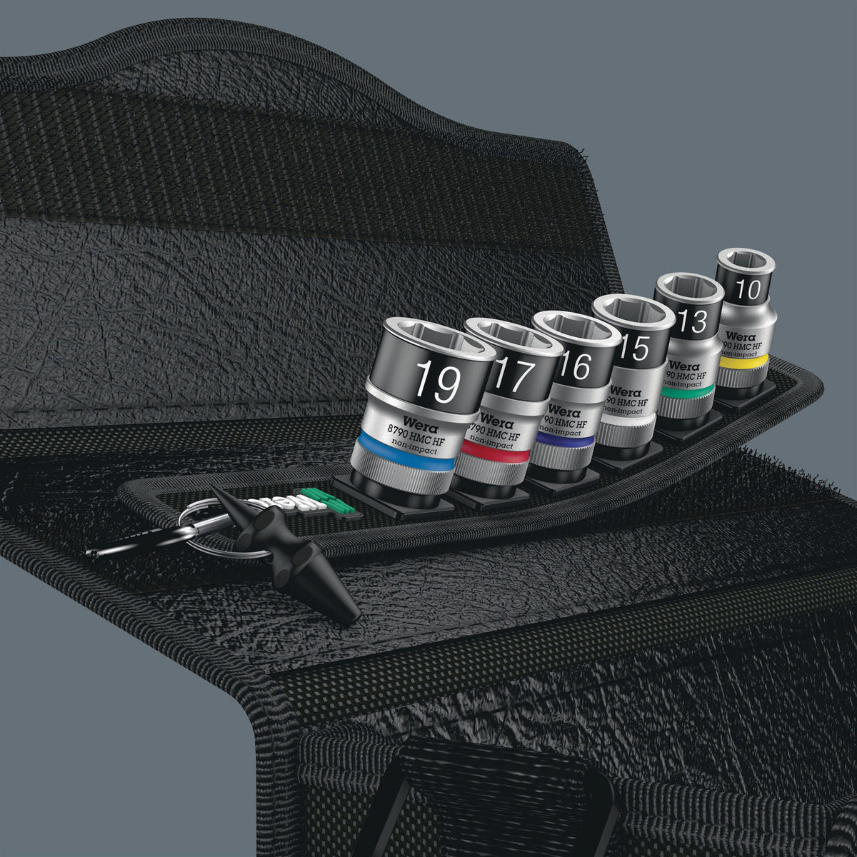 WERA Steckschlüsselsatz Belt C 1 Zyklop 7-teilig 1/2 Zoll 10-19 mm mit Textilgurt