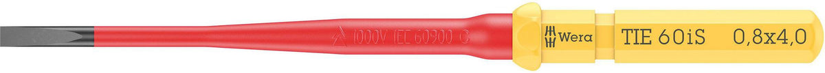 WERA Wechselklinge KK VDE 60 iS TiE Schlitz 0,8 x 4,0 x 157 mm – Isoliert, Black Point, 9 mm Sechskant