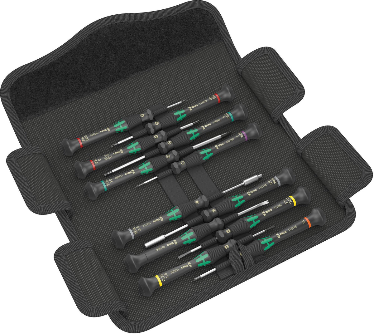 WERA Kraftform Micro 12 Electronics 1 Schraubendrehersatz 12-teilig Schlitz in Falttasche