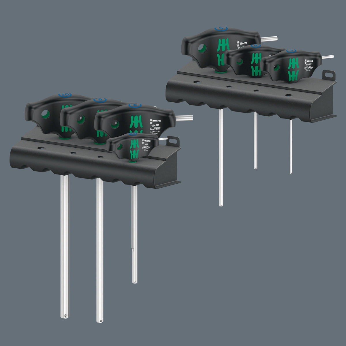 WERA Sechskantschraubendrehersatz 454/7 HF Set 1, 7-teilig, Quergriff, Hex-Plus, mit Haltefunktion