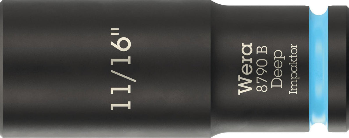 WERA Steckschlüsseleinsatz 8790 B Impaktor Deep 3/8 Zoll, 1 Zoll, 63 mm – Schlagschrauberfest